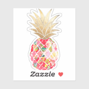 Pegatina PixDezines Piña Aloha de frambuesa, falso oro