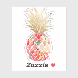 Pegatina PixDezines Raspberry Aloha Piña, Faux Gold