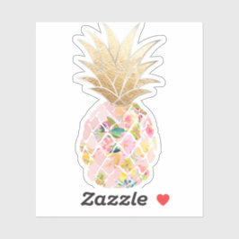 Pegatina PixDezines Rubor Aloha Pineapple, Faux Gold