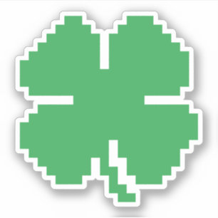 Pegatina Pixel Lucky Four Leaf Clover de 8 bits