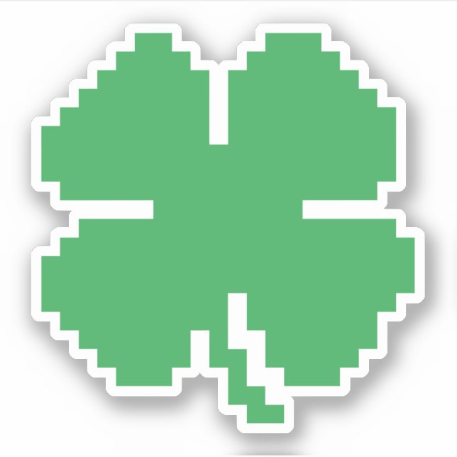 Pegatina Pixel Lucky Four Leaf Clover de 8 bits (Anverso)