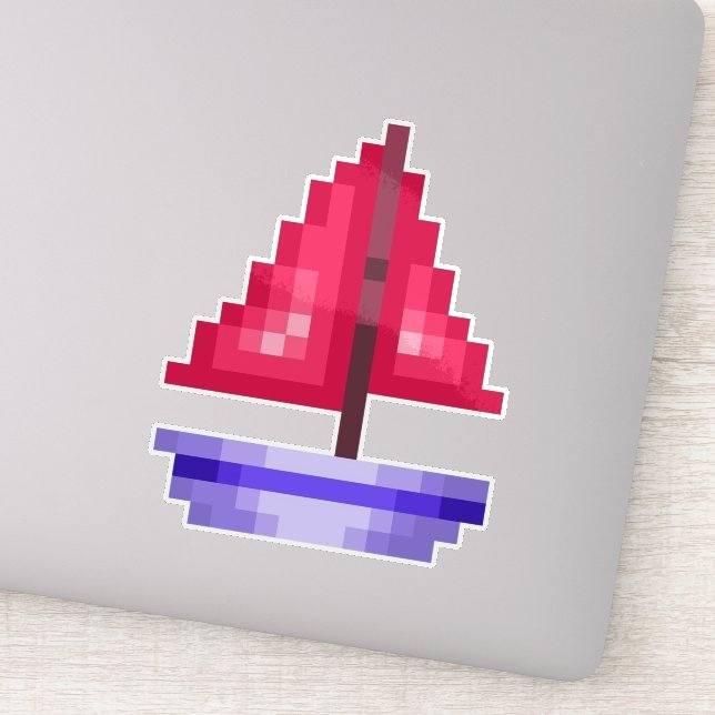 Pegatina Pixel pink boat (Detalle)
