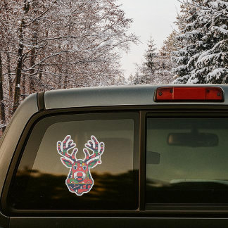 Pegatina Pixel Reindeer Retro Ugly Sweater Sticker