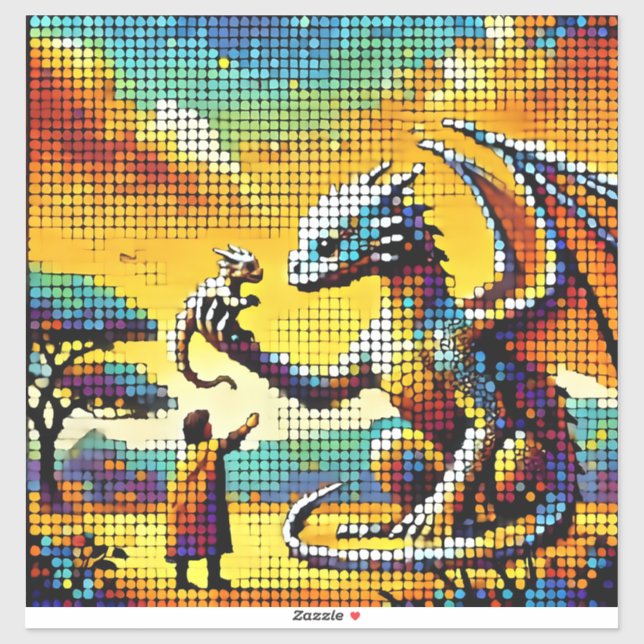 Pegatina pixelated image of a dragon trainer (Hoja)