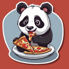 Pegatina Pizza comiendo panda