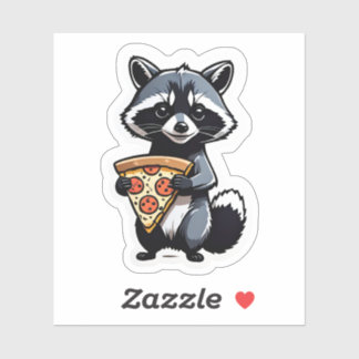Pegatina Pizza de Comer Raccoon Cute