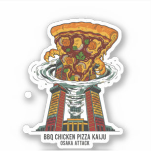Pegatina Pizza de Pollo BBQ Kaiju Osaka Ataque Arte Monstru