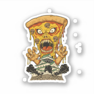 Pegatina Pizza Monstruosa Espeluznante Japón Castillo Arte 