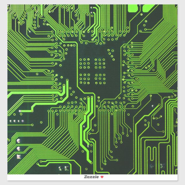 Pegatina Placa de circuito electrónico verde del nerd de sa (Hoja)