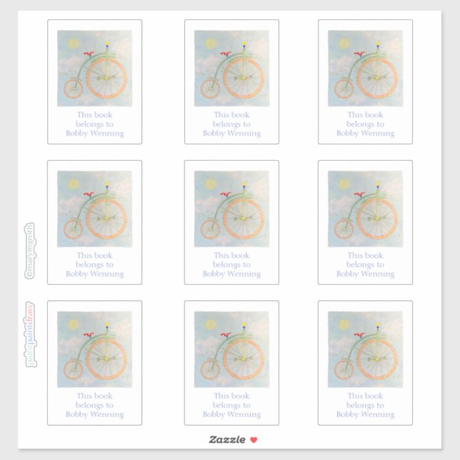 Pegatina placa de la bicicleta de circo (Hoja)