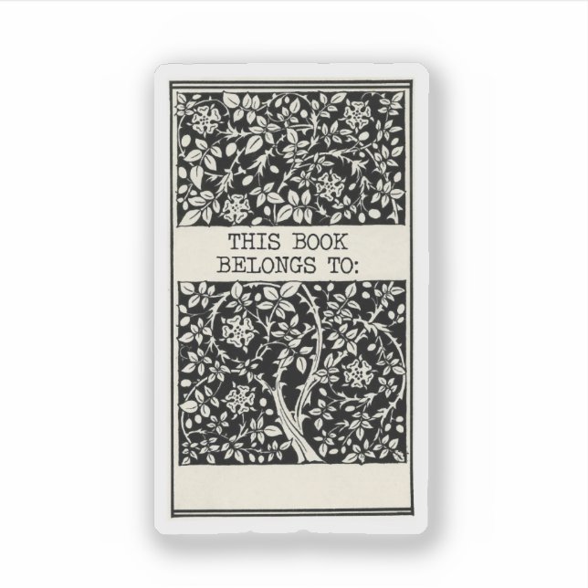 Pegatina Placa de Libro Retro Este Libro Pertenece A (Anverso)