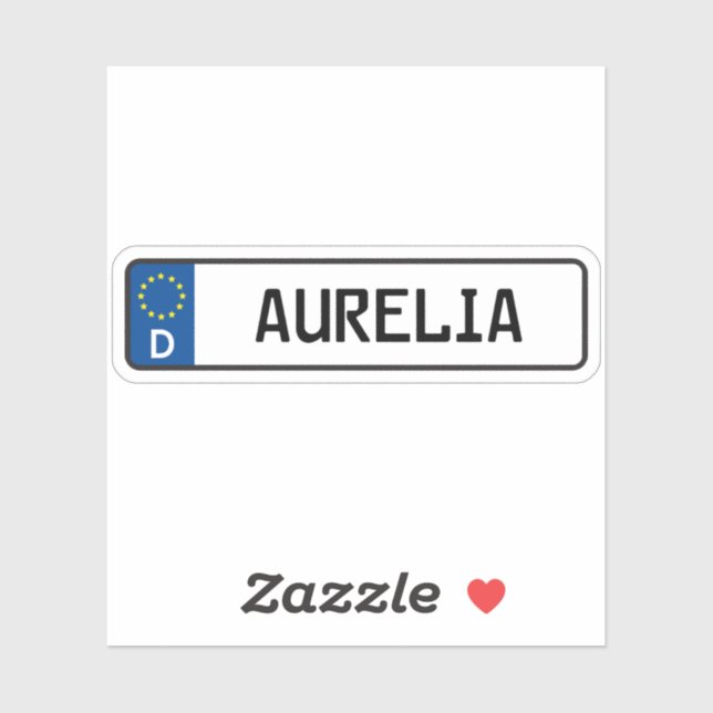 Pegatina Placa de licencia de auto de Aurelia German (Hoja)