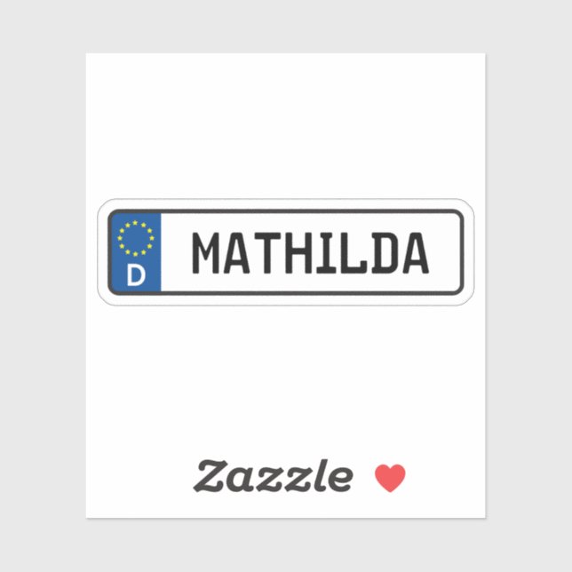 Pegatina Placa de licencia de automóviles alemana Mathilda (Hoja)