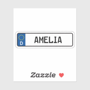 Pegatina Placa de matrícula de coche alemana Amelia