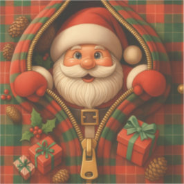 Pegatina Plaid Santa Claus Christmas Design