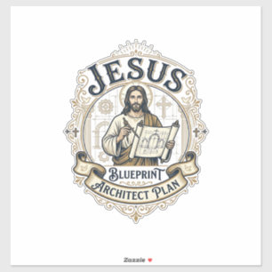 Pegatina Plan Arquitecto Jesus Blueprint Plan Arquitecto Je