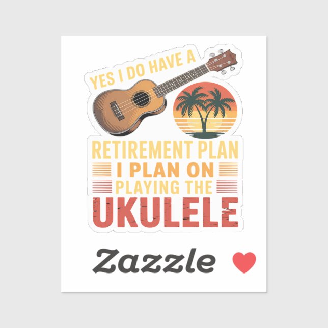 Pegatina Plan de jubilación de ukulele divertido (Hoja)