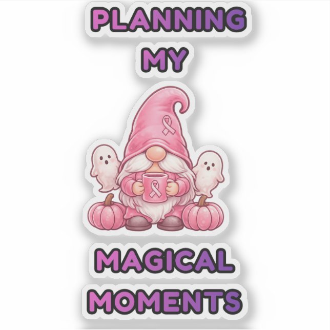 Pegatina Planeando Mis Momentos Mágicos – Gnomito Rosa (Anverso)