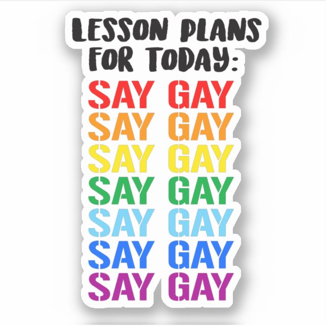 Pegatina Planes de Lección: Di Gay (Anverso)