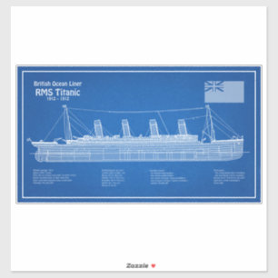 Pegatina Planes de plan del buque Titanic RMS ABD