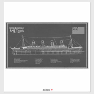 Pegatina Planes RMS Titanic Ship Blueprint PBD