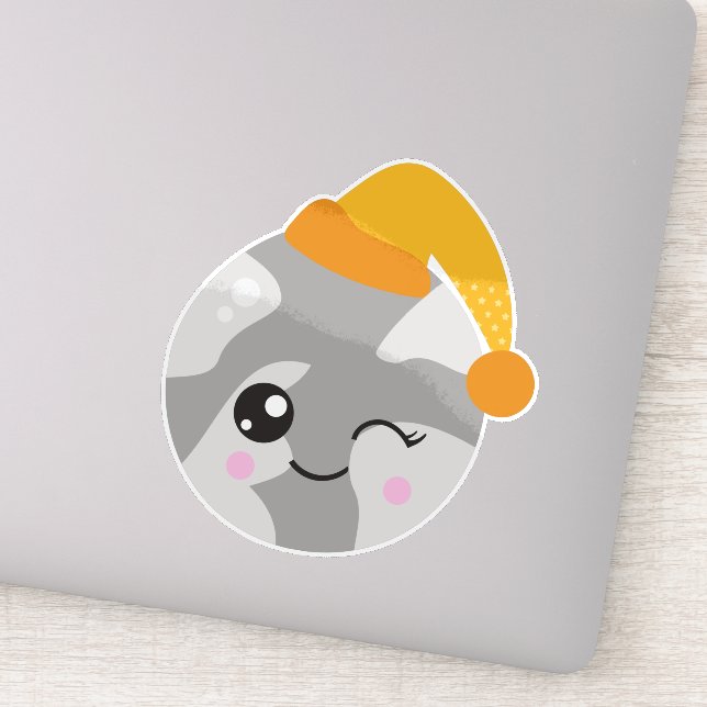 Pegatina Planeta Durmiente, Planeta Cuto, Planeta Con Tapa  (Detalle)