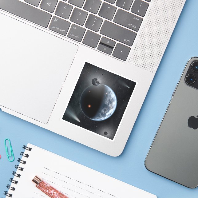 Pegatina Planeta Similar A La Tierra Con Océanos Recubriend (Ordenado portátil con iPhone)