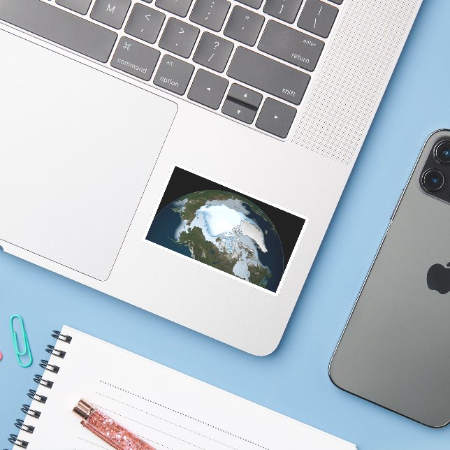 Pegatina Planeta Tierra Que Muestra La Cobertura Del Hielo  (Ordenado portátil con iPhone)