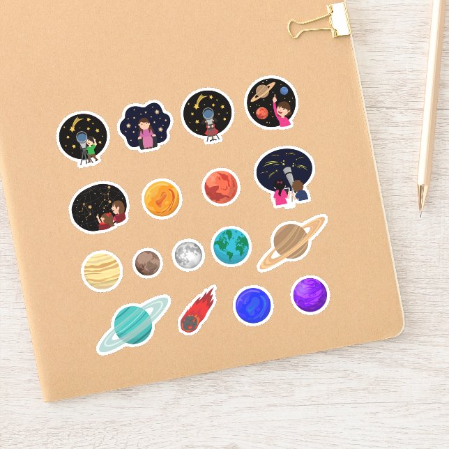 Pegatina Planetario Astronomía Niños Planeta Educativo (Cuaderno)
