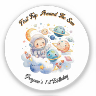 Pegatina Planetas del espacio exterior primer cumpleaños az