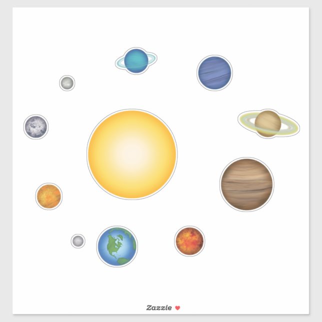 Pegatina Planetas del sistema solar de 11 creativos (Hoja)