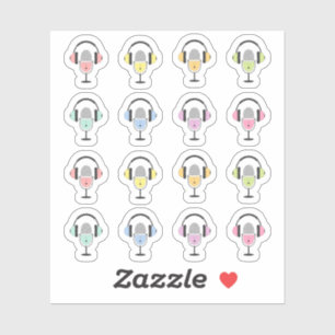 Pegatina Planificador de audiolibros de podcast Auriculares