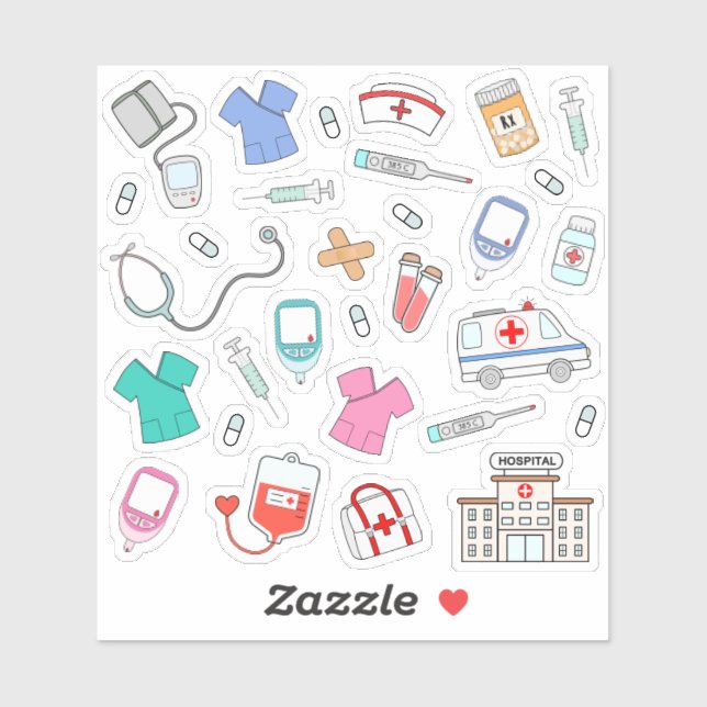 Pegatina Planificador de Bujo de Enfermera Doctor Salud Tra (Hoja)