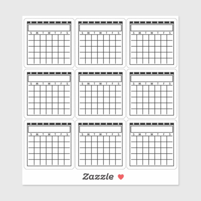Pegatina Planificador de calendarios en blanco sin fecha (Hoja)