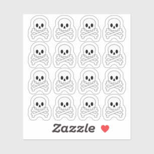Pegatina Planificador de Halloween Doodle Calavera y Huesos
