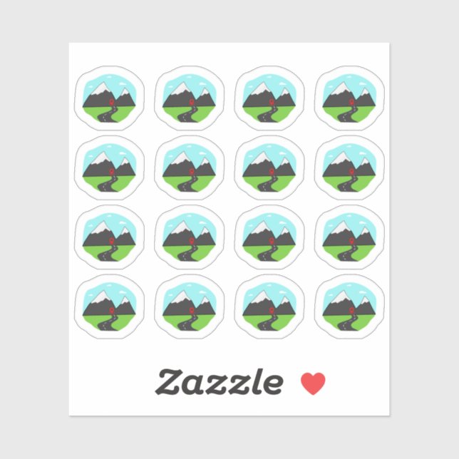 Pegatina Planificador de Viaje en Coche Montaña Vacaciones  (Hoja)