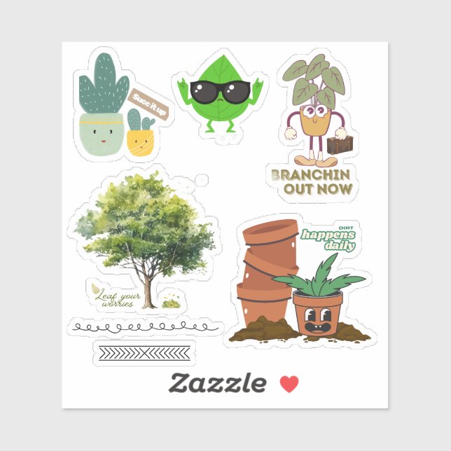 Pegatina Plant Lover Sticker Sheet—Punny Mix (Hoja)
