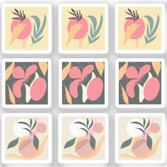 Pegatina Planta abstracta con marco (Anverso)