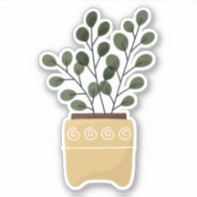 Planta verde en maceta sticker transparente