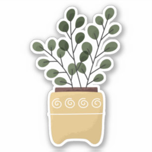 Pegatina Planta verde en maceta sticker transparente