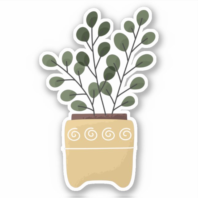Pegatina Planta verde en maceta sticker transparente (Anverso)