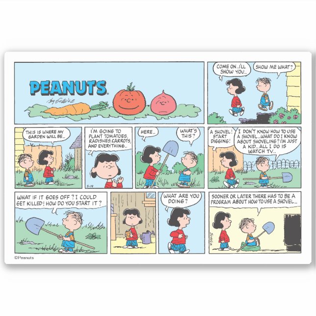 Pegatina Plantando Un Jardín Vegetal (Anverso)