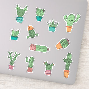 Pegatina Plantas de cactus de mano cortada en macetas 12 pa