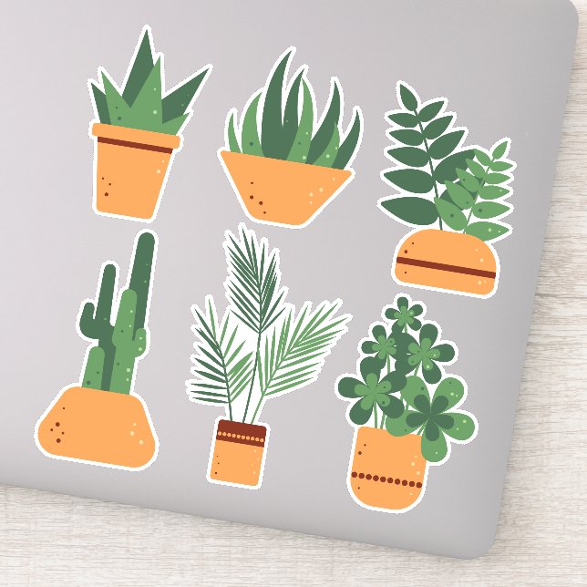 Pegatina Plantas interiores en macetas. Conjunto botánico d (Detalle)
