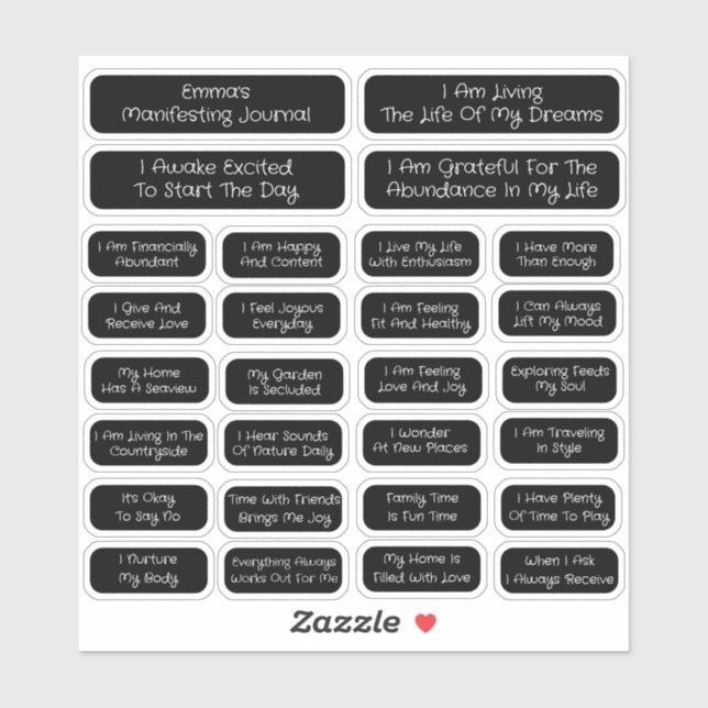 Pegatina Plantilla De 28 Afirmaciones Para Manifestar | Cua (Hoja)