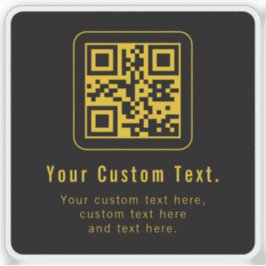 Pegatina Plantilla de código QR y texto editable | Negro y 
