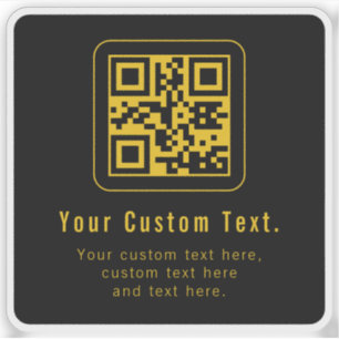 Pegatina Plantilla de código QR y texto editable   Negro y 