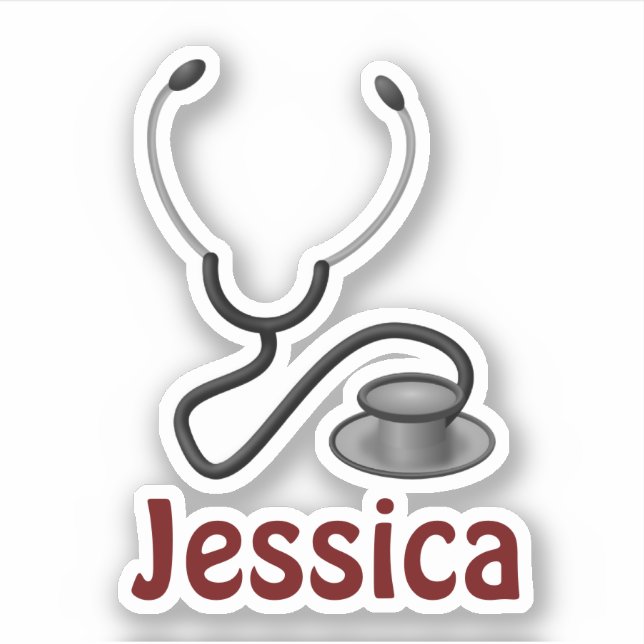 Pegatina Plantilla de estetioscopio, personalizable (Anverso)