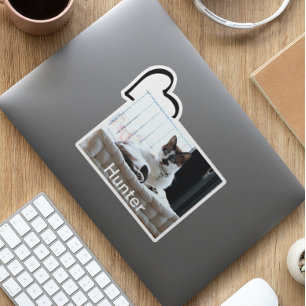 Pegatina Plantilla de foto personalizada corazón gato perro