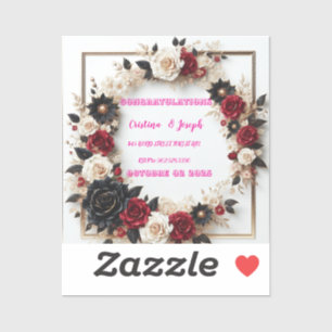 Pegatina Plantilla de invitación de boda